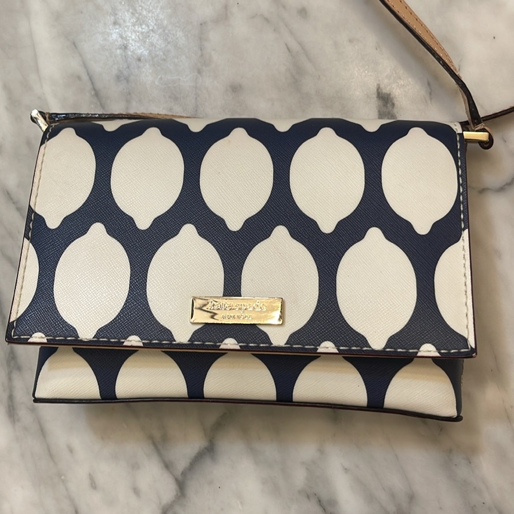 Kate Spade Bag Grant Street Crossbody Navy White French Lemons - Picture 2 of 11